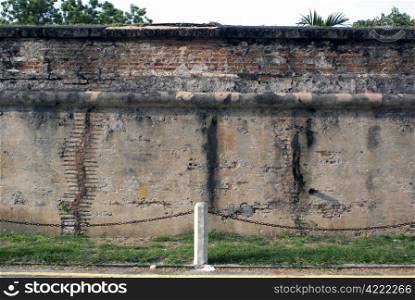 Brick wall of fort Cornwalis, Penang, Malaysia