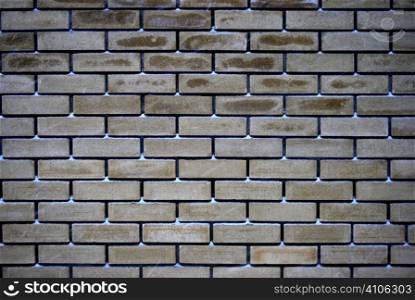 brick wall plastered with snow