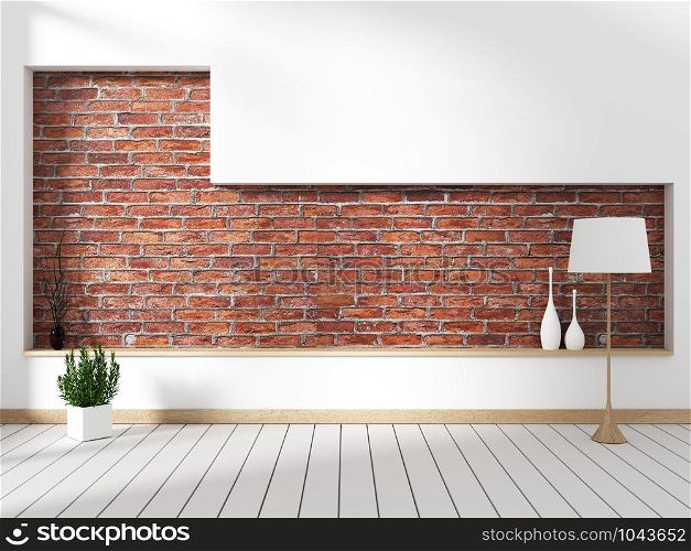 brick wall with decor mock up interior decoration empty room. 3D rendering