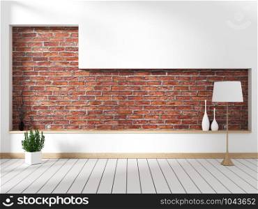 brick wall with decor mock up interior decoration empty room. 3D rendering