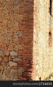 bricks corner detail in masonry wall ancient monastery architecture