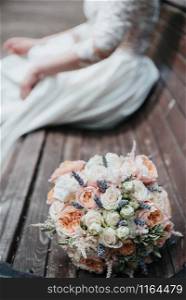 Bridal bouquet of flowers of the bride. Bridal bouquet of flowers of the bride close up