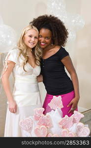 Bride and Friend standing Together at Bridal Shower