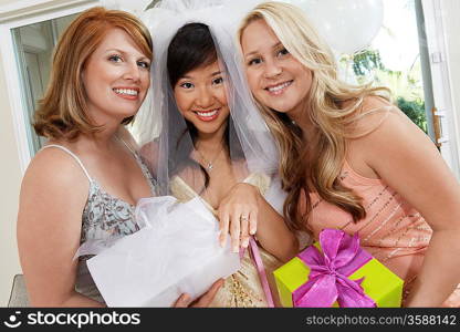 Bride and Friends Together at Bridal Shower