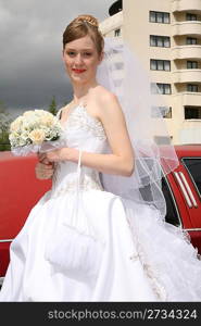 Bride aside of automobile