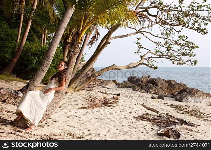 bride at the tropical beach
