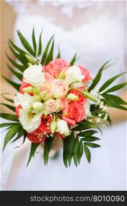 Bride holding a bouquet of flowers, wedding bouquet
