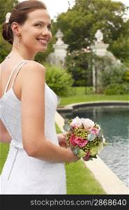Bride in Formal Garden