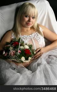 bride look at you very beautiful in white flowers basket