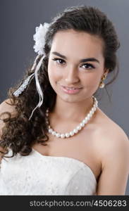 Bride posing in studio shooting