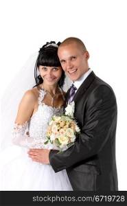 bride to the bridegroom on a white background