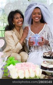 Bride with her mother at bridal shower