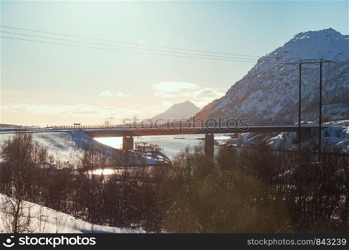bridge against a beautiful Norwegian landscape, Norway