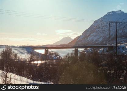 bridge against a beautiful Norwegian landscape, Norway