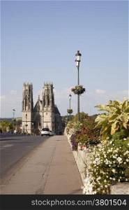 bridge and cathedral of pont a mousson in France