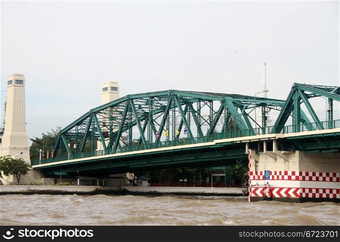 Bridge and river Chao Phraya in Bangkok, Thailand