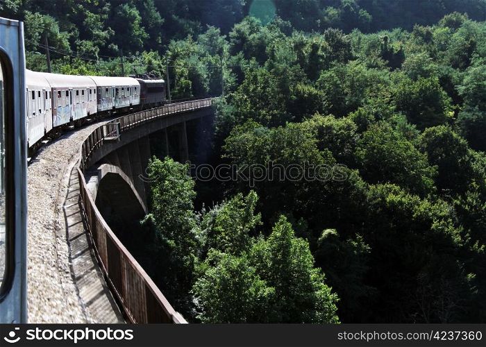 Bridge and train in Bulgaria