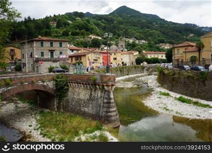Bridge and two rivers in Cervezza, Italy