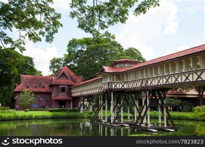 Bridge between buildings. Palace in Nakhon Pathom province.