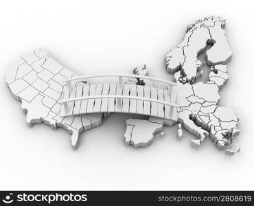 Bridge between europe and usa. 3d