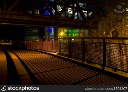 bridge in Berlin at night with interesting shadows