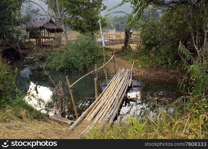Bridge in the village, North Laos