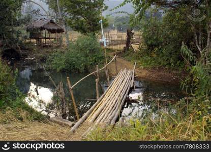 Bridge in the village, North Laos