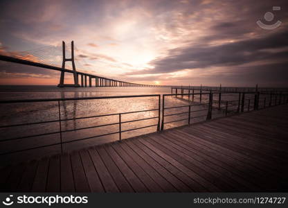 Bridge Lisbon at sunrise, Portugal - Vasco da Gamma