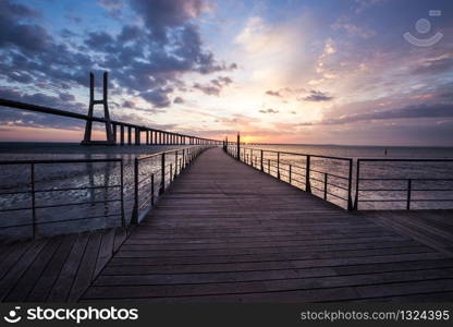 Bridge Lisbon at sunrise, Portugal - Vasco da Gamma