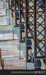 Bridge maintenance with scaffolding on site