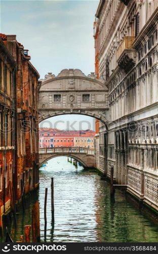 Bridge of Sighs in Venice, Italy. Venice&rsquo;s famous Bridge of Sighs was designed by Antonio Contino and was built at the beginning of the 17th century.