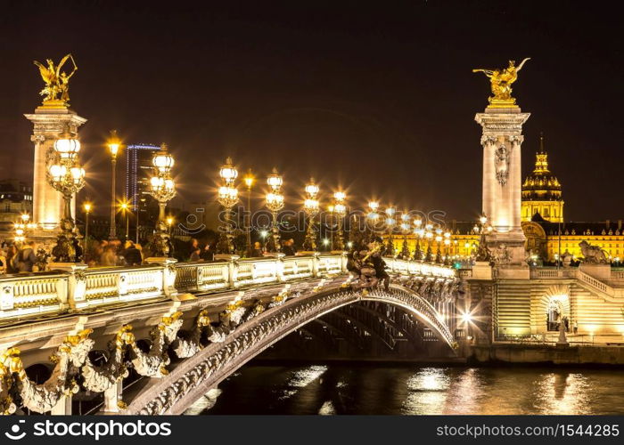 Bridge of the Alexandre III in a beautiful summer day in Paris, France