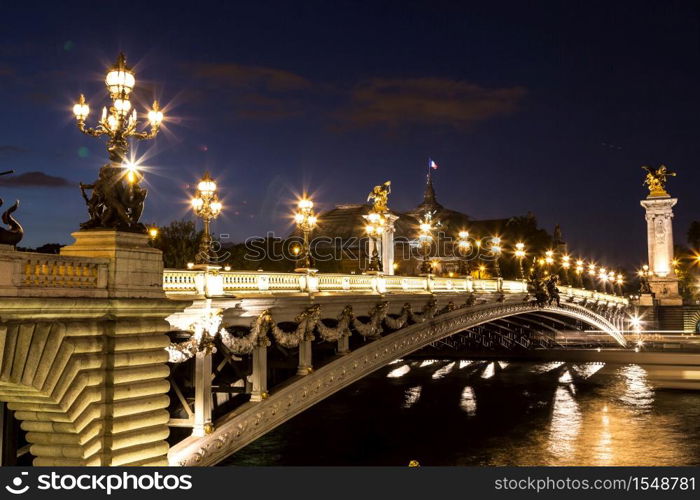 Bridge of the Alexandre III in a beautiful summer day in Paris, France