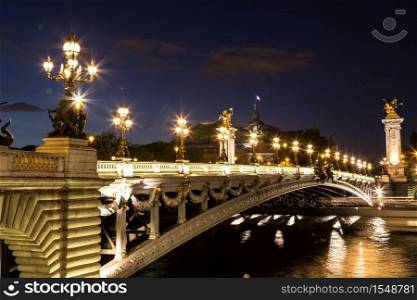 Bridge of the Alexandre III in a beautiful summer day in Paris, France