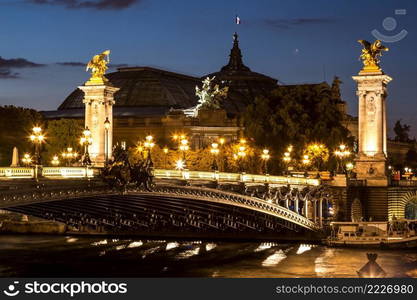 Bridge of the Alexandre III in a beautiful summer day in Paris, France