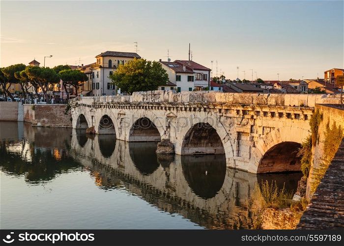 Bridge of Tiberius in Rimini, Italy.