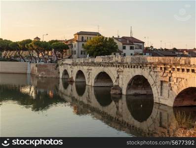 Bridge of Tiberius in Rimini Italy.