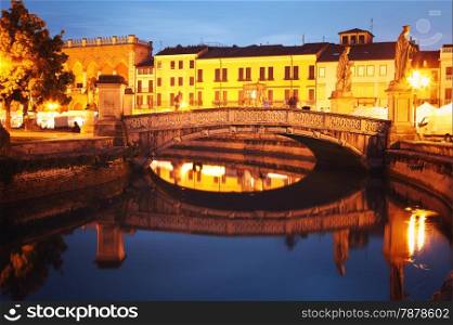 Bridge on Prato della Valle at dusk, Padova, Veneto, Italy