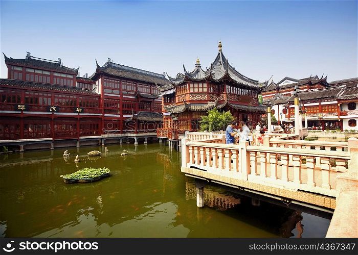 Bridge over a pond, Yu Yuan Gardens, Shanghai, China