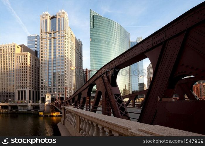 Bridge over Chicago River, Chicago, Illinois, USA