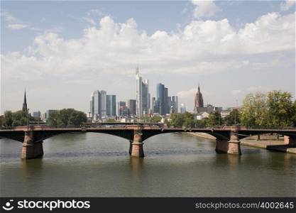 Bridge over main river in frankfurt
