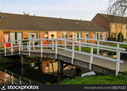 Bridge over the canal in the Dutch city Meerkerk, Netherlands