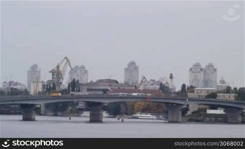 bridge over the Dnipro in Kyiv, Ukraine