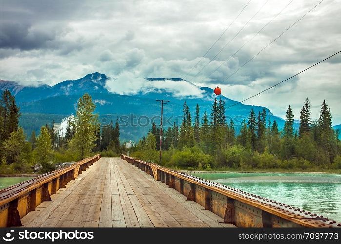Bridge over the Kicking Horse River at Golden British Columbia Canada. Bridge over the Kicking Horse River at Golden British Columbia