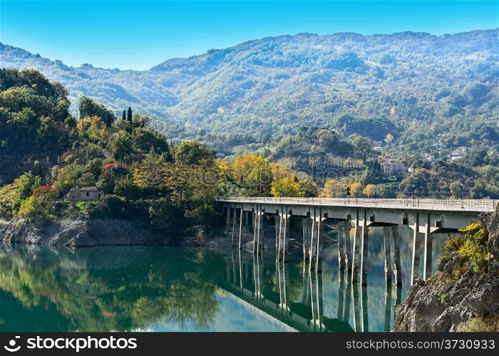 Bridge over the River in Apennines, Italy
