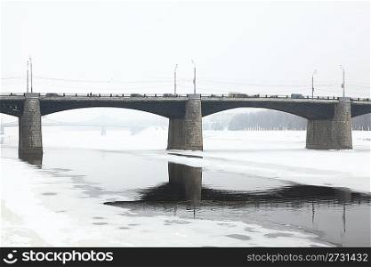 Bridge over winter river