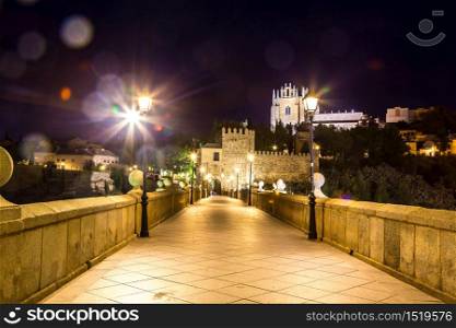 Bridge San Martin in Toledo, Spain in a beautiful summer night