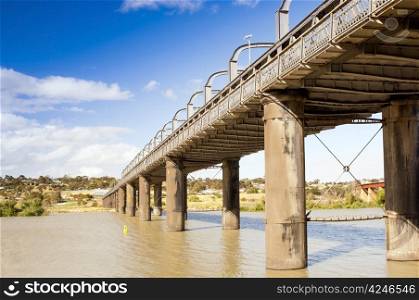 Bridge spanning the Murray River in Australia at the town Murray Bridge in South Australia