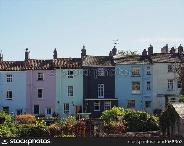 Bridge Street colourful houses in Chepstow, UK. Bridge Street in Chepstow