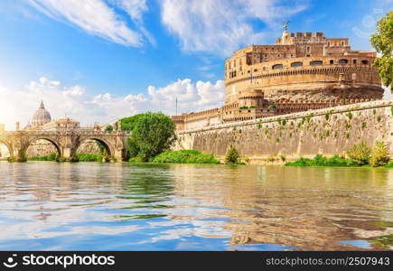 Bridge Vittorio Emanuele II over the Tiber River, Rome, Italy.. Bridge Vittorio Emanuele II over the Tiber River, Rome, Italy